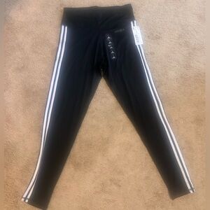 Adidas Womens Black Leggings with White Stripes